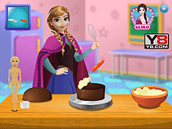 Anna cooking Frozen Cake